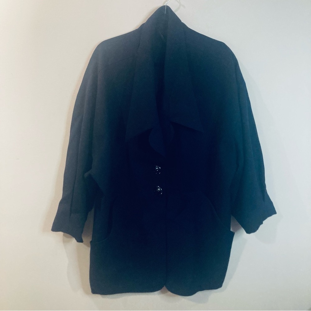 KARL LAGERFELD Sz 46 100% Wool Doleman Sleeve Pockets Large Lapel Vintage Blazer